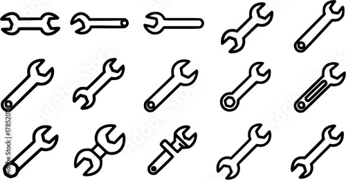 Wrench icon. flat and stroke style Collection. simple symbol
