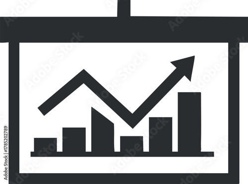 Modern flat design vector illustration of a business growth chart on a presentation board for data analysis and reporting projects
