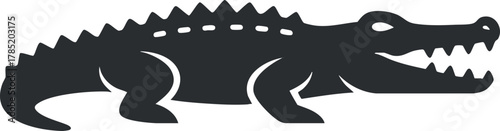 Stylized silhouette vector illustration of a crocodile, perfect for wildlife-themed designs, logos, and educational materials.