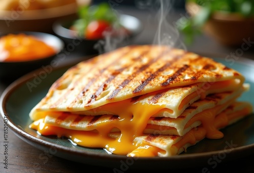 Melted Cheese Tortilla Delight Grilled Until Perfect Golden Crisp in an Authentic Culinary Setup