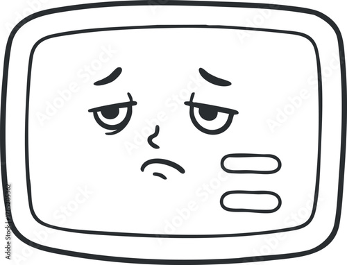 Sad vector illustration of a computer monitor with a frowning face, suitable for technology and emotional design projects