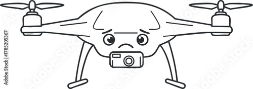 Cartoon-style vector illustration of a drone with a camera, featuring a playful design suitable for technology or innovation themes
