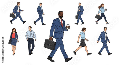 Diverse Professionals Commuting - Business People Walking to Work.