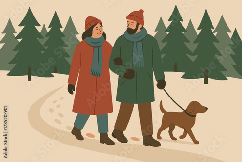 Charm snowy strolling walk any warm serenity along no icon vector text