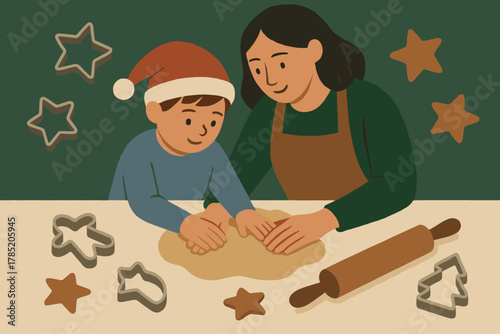 Mother labels christmas icon flat illustration text cookie vector fun speech handmade