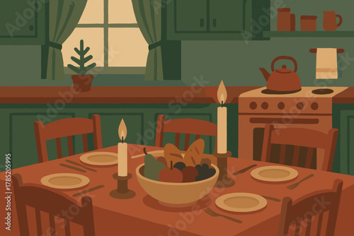 Illustration style characters vector festive flickering ready textured table setting icon chinese