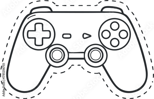 Outline vector illustration of a gaming controller, suitable for technology and entertainment projects.
