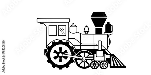 Rail Efficiency Train Engine Cog Flat Vector Icon