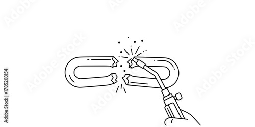 Supply Chain Broken Link Resilience Repair Line Art Vector