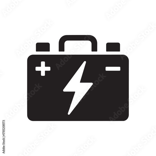 Car Battery Icon – Power Energy Symbol, Automotive Battery Silhouette Vector