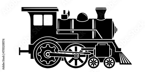 Rail Efficiency Train Engine Cog Flat Vector Icon