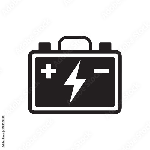 Car Battery Icon – Power Energy Symbol, Automotive Battery Silhouette Vector