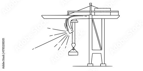 Port Capacity Pressure Gantry Crane Bending Line Art Vector