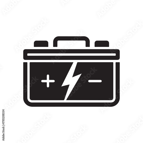 Car Battery Icon – Power Energy Symbol, Automotive Battery Silhouette Vector