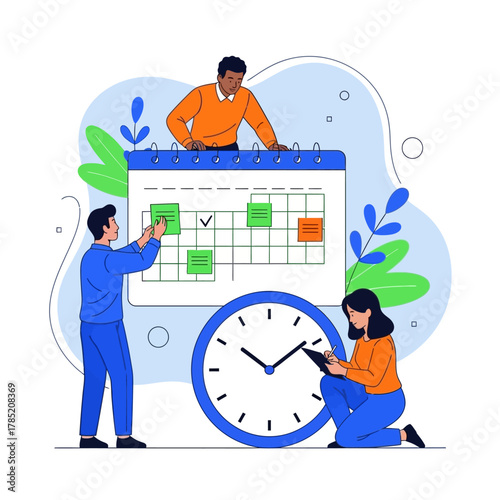 Team Planning and Scheduling with Calendar and Clock.