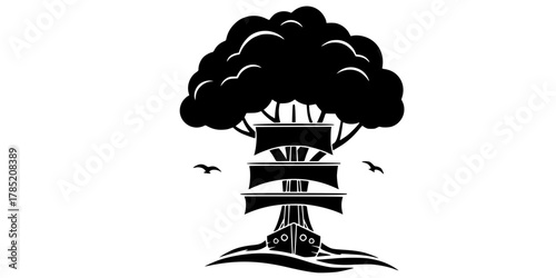 Tree Mast Ship Nautical Nature Blend Flat Vector Icon