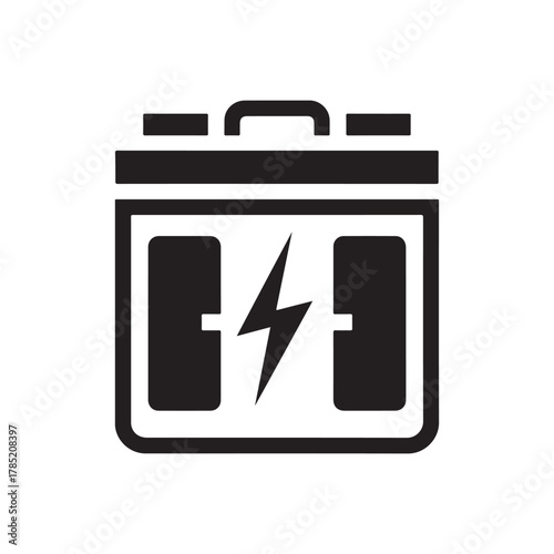 Car Battery Icon – Power Energy Symbol, Automotive Battery Silhouette Vector