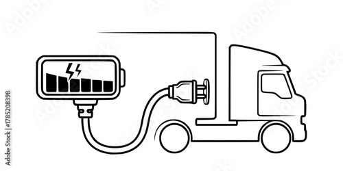 EV Battery Pack Truck Infrastructure Line Art Vector
