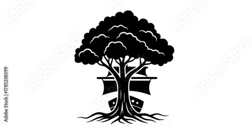 Tree Mast Ship Nautical Nature Blend Flat Vector Icon