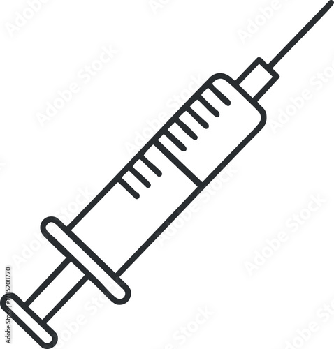 Outline vector illustration of a syringe, a key medical tool for injections and vaccinations in healthcare settings