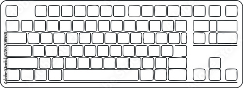 Outline vector illustration of a computer keyboard suitable for technology design projects and digital interfaces