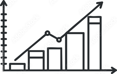 Clean line art vector illustration of a growth graph showcasing data trends and performance metrics for business analysis