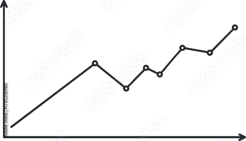 Simple line graph vector illustration showing upward trend and data points for business analysis and reporting purposes