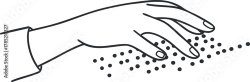 Minimalist line art vector illustration of a hand gesture symbolizing touch and connection for health and wellness concepts