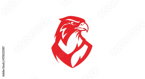 Bold red eagle silhouette graphic on white background modern design
