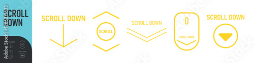 Scroll down up, set arrows icons. Set of scrolling mouse symbol for a website, web design, mobile apps. Color set icons. Vector illustration	