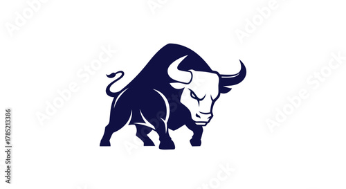 Bold silhouette of a bull against white background vector illustration