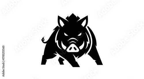 Bold silhouette of a wild boar on a white background vector illustration