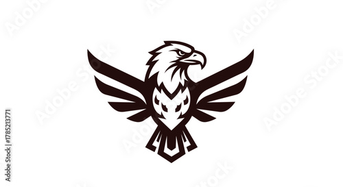 Eagle icon with outstretched wings in black and white silhouette