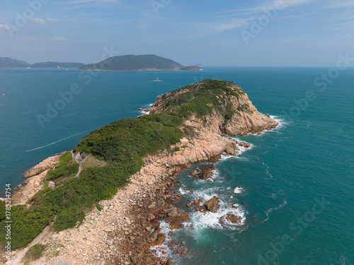 Canvas Print Hong Kong - The coastline around Shak O Beach from a drone perspective