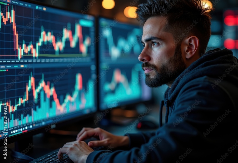 Fototapeta premium Market Analysis Cryptocurrency Investor Trading Data Exchange Chart Indicators Patterns Cryptocurrency