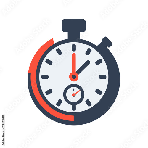 Dark Teal Stopwatch with Red Accent Illustration Against White Backdrop