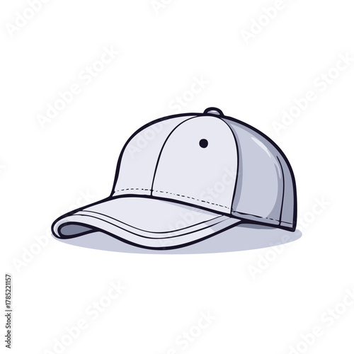 Stylized Illustration of a Simple Gray Baseball Cap