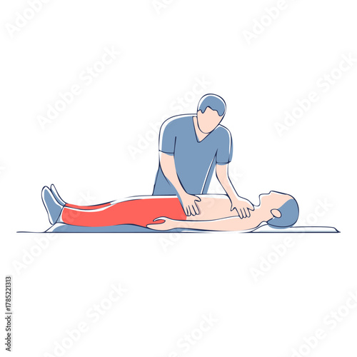 Medical professional providing chest compressions on a patient. Emergency or first aid concept.