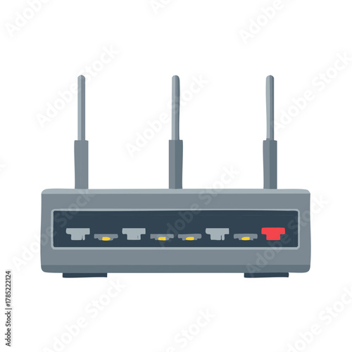Modern wireless router with three antennas and multiple ethernet ports providing network connectivity