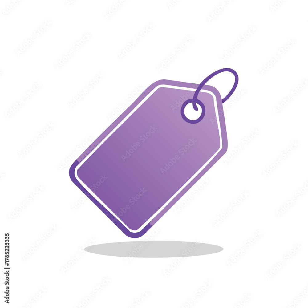 Fototapeta premium Purple pricing tag with a rounded corner and a loop for attachment