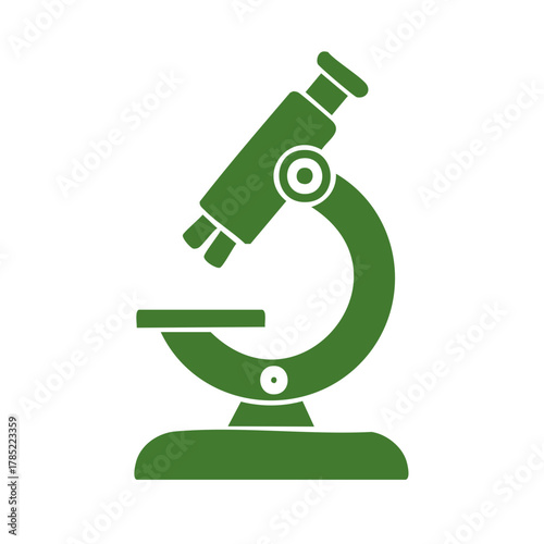 Green Silhouette Microscope Icon Symbolizing Scientific Discovery and Research