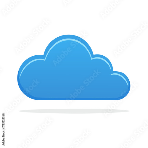 Blue cloud computing icon for digital data storage and internet technology services
