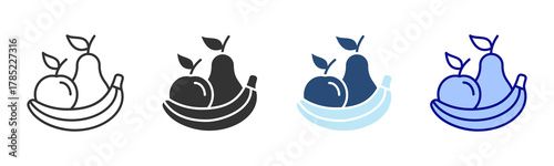 Fruits Icon Set. Designed In Multi Style