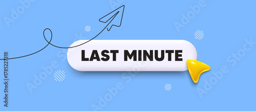 Last minute deal search bar. Share plane line icon. Last minute deal. Special price offer sign. Advertising discounts symbol. Search button with 3d cursor. Vector