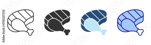 Meat Icon Set. Designed In Multi Style