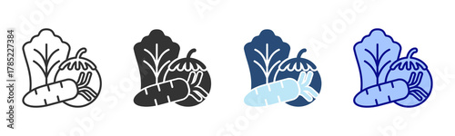 Vegetable Icon Set. Designed In Multi Style