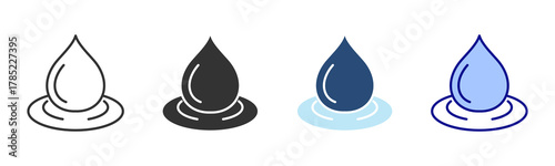 Water Icon Set. Designed In Multi Style