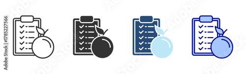 Nutrition Plan Icon Set. Designed In Multi Style