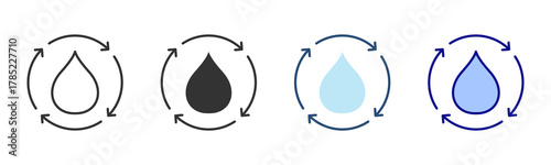 Water Balance Icon Set. Designed In Multi Style