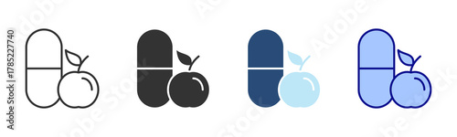 Vitamin Icon Set. Designed In Multi Style